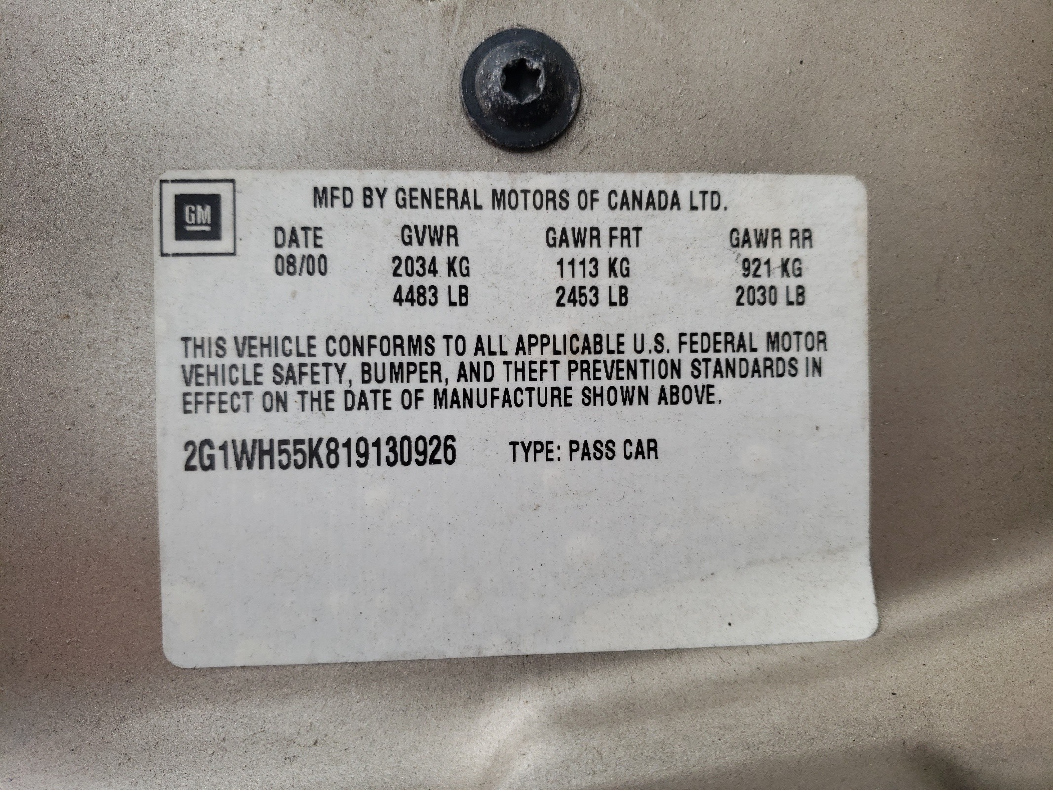 2G1WH55K819130926 2001 Chevrolet Impala Ls