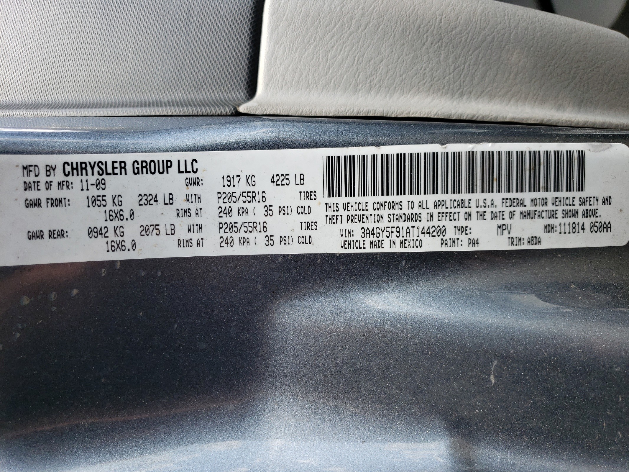 3A4GY5F91AT144200 2010 Chrysler Pt Cruiser