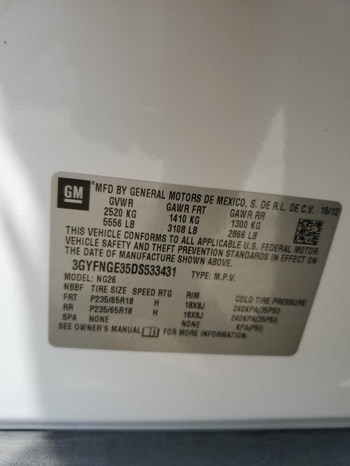 2013 Cadillac Srx Luxury Collection VIN: 3GYFNGE35DS533431 Lot: 64095004