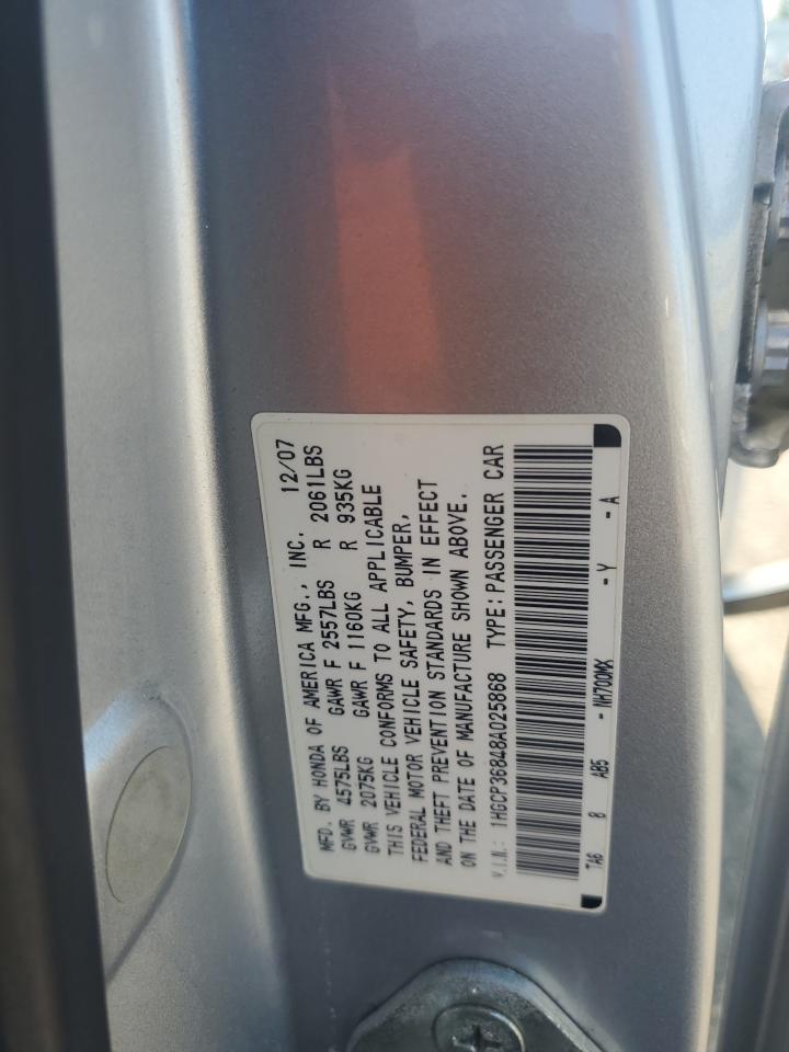 1HGCP36848A025868 2008 Honda Accord Exl