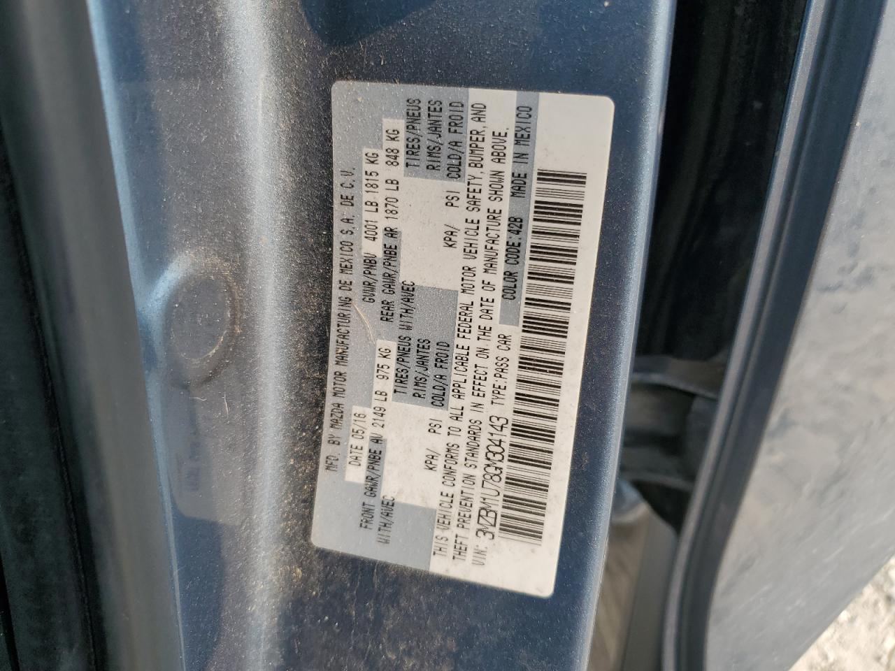 2016 Mazda 3 Sport VIN: 3MZBM1U78GM304143 Lot: 64272614