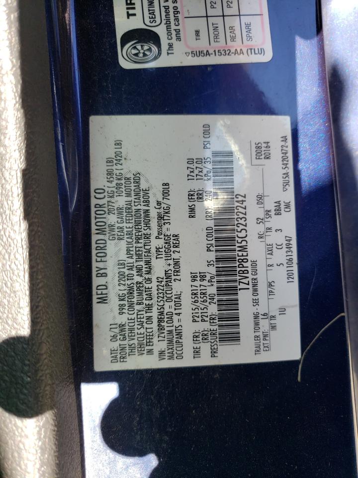 2012 Ford Mustang VIN: 1ZVBP8EM5C5232242 Lot: 63932344