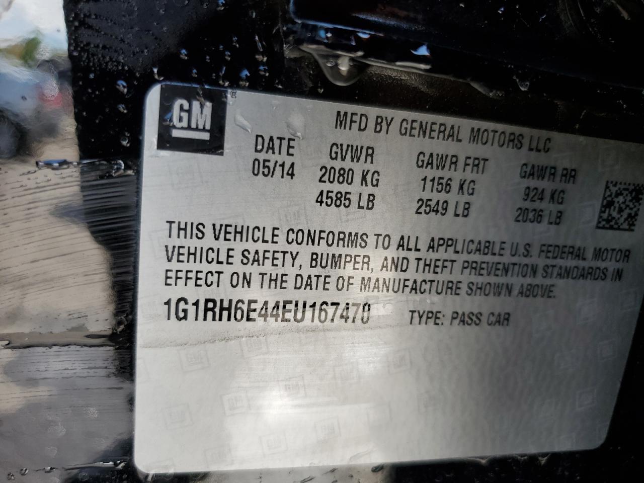 1G1RH6E44EU167470 2014 Chevrolet Volt