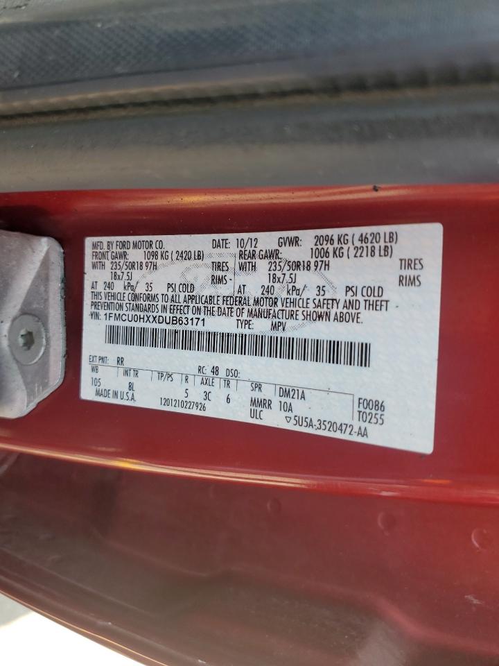 2013 Ford Escape Sel VIN: 1FMCU0HXXDUB63171 Lot: 63042824