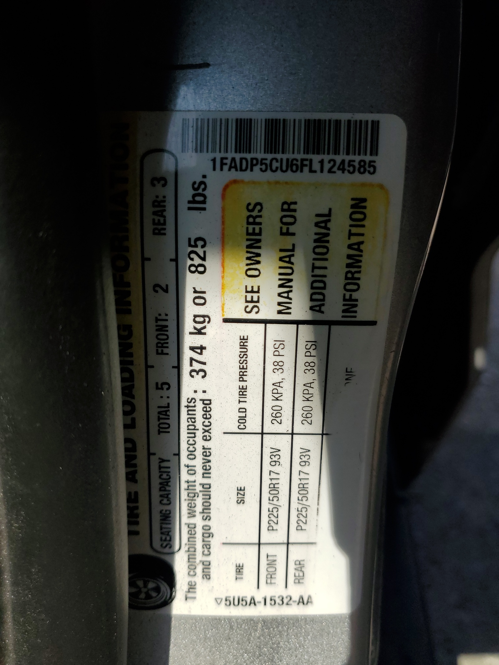 1FADP5CU6FL124585 2015 Ford C-Max Premium Sel