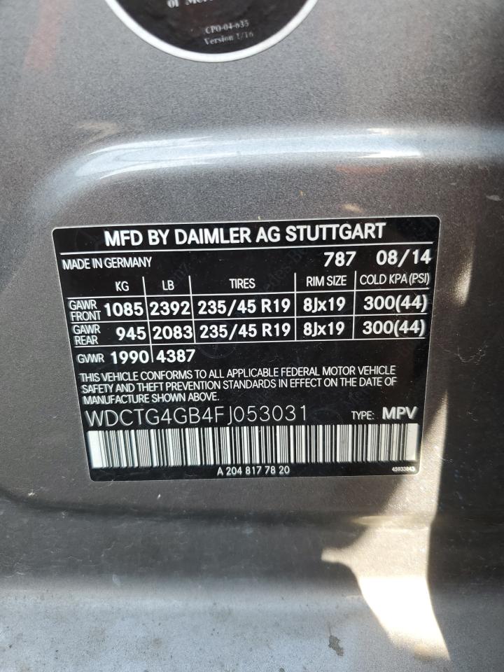 WDCTG4GB4FJ053031 2015 Mercedes-Benz Gla 250 4Matic