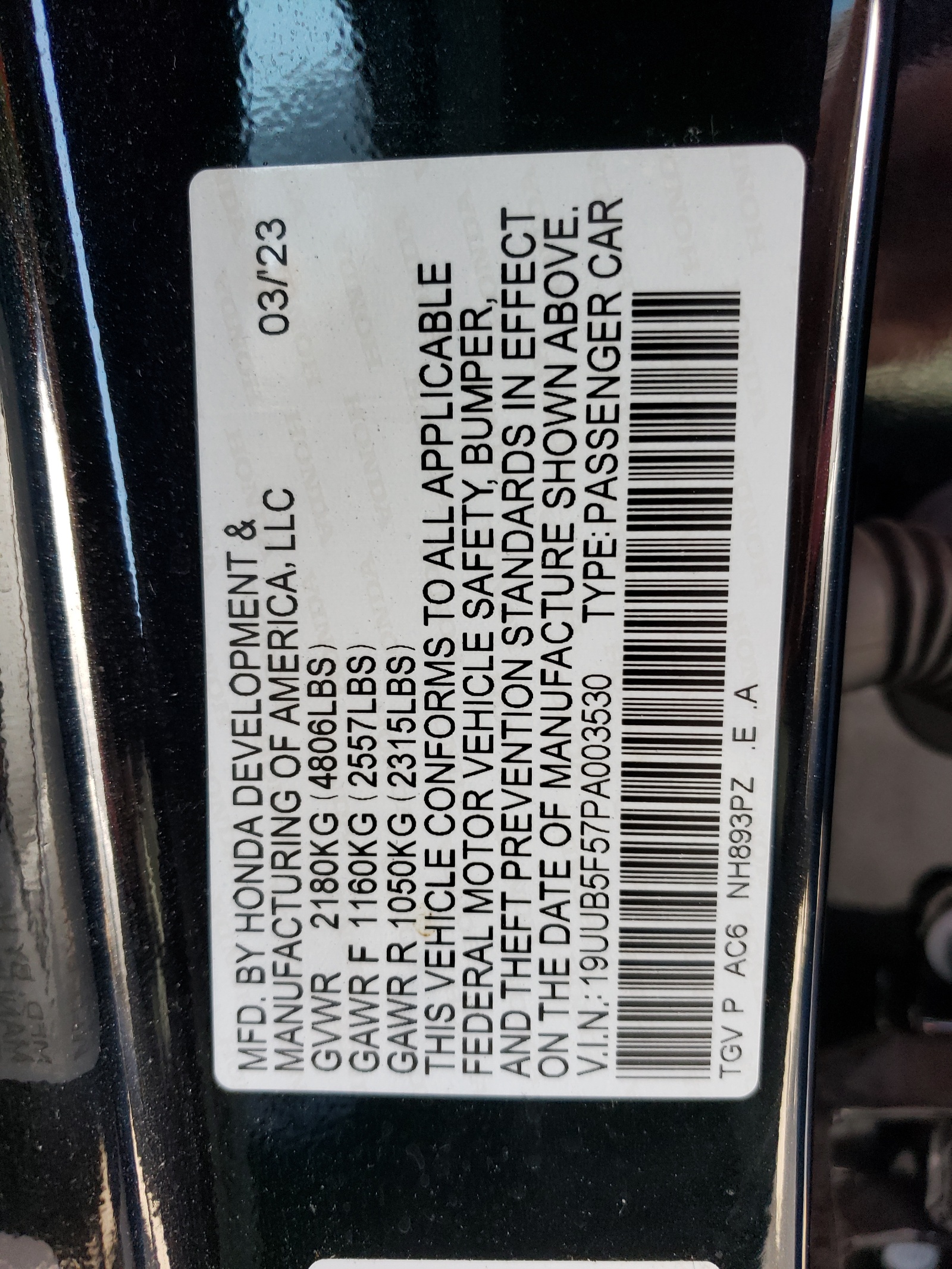 19UUB5F57PA003530 2023 Acura Tlx Tech A