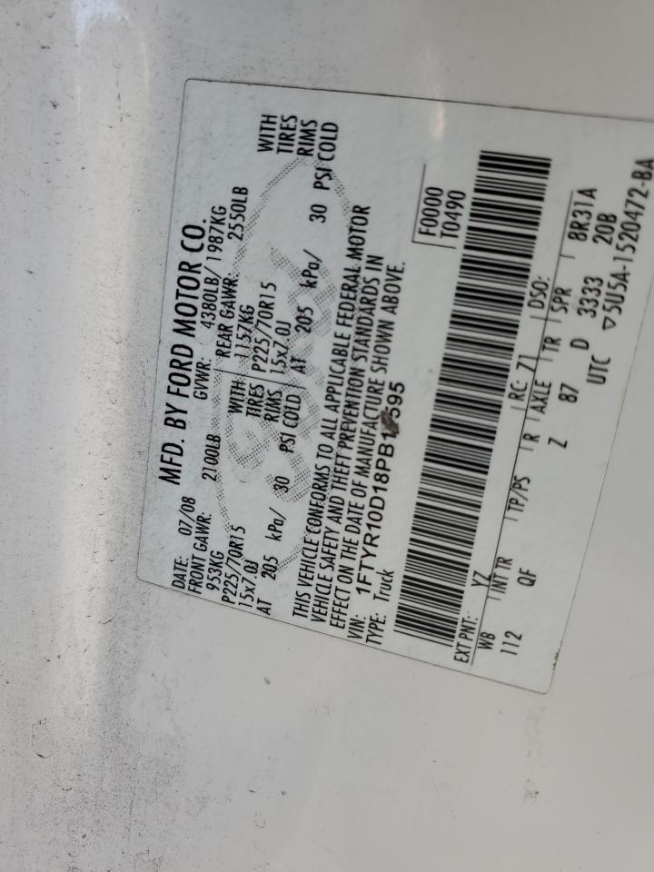 2008 Ford Ranger VIN: 1FTYR10D18PB11595 Lot: 62355024