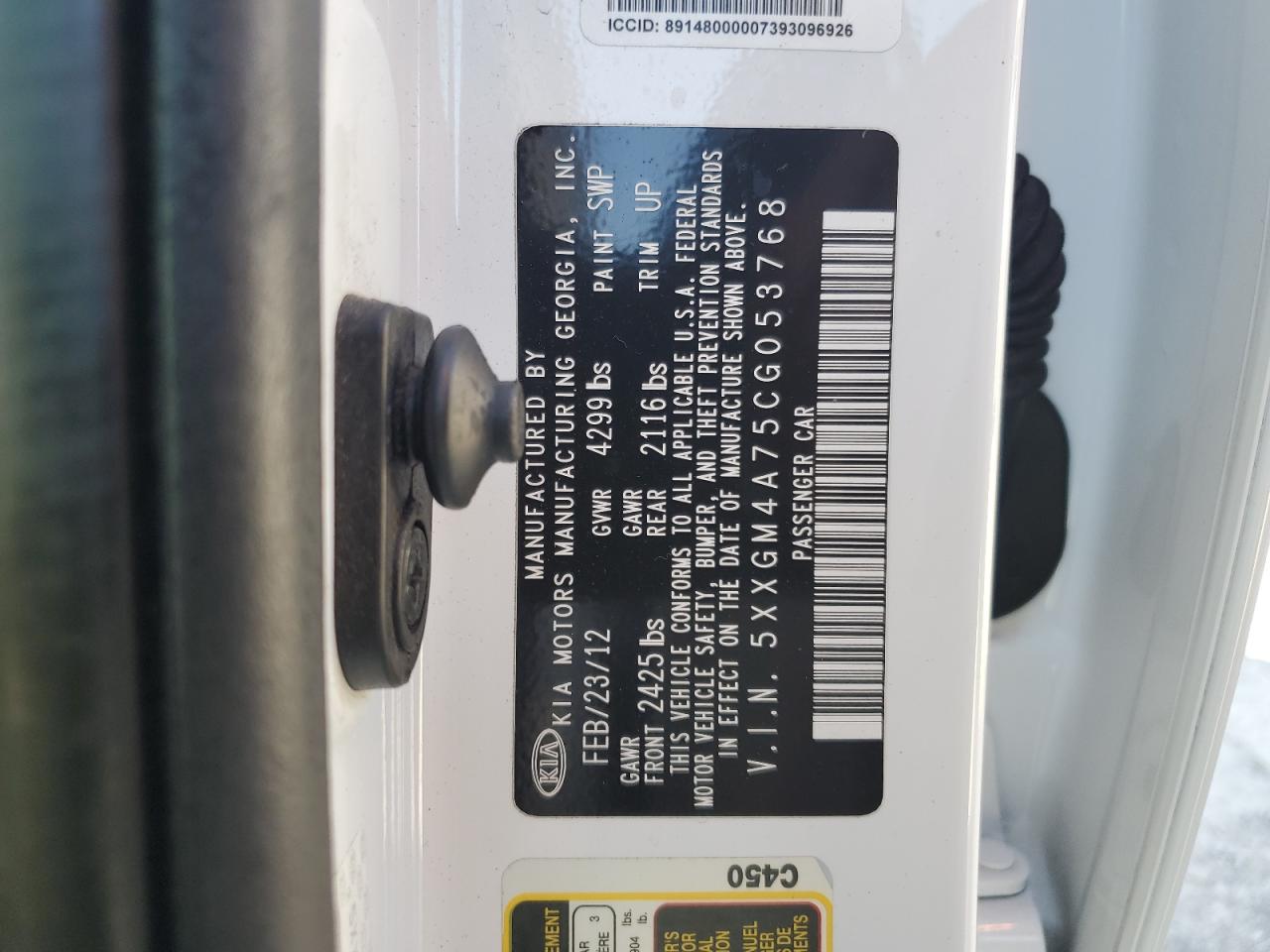 2012 Kia Optima Lx VIN: 5XXGM4A75CG053768 Lot: 62734034