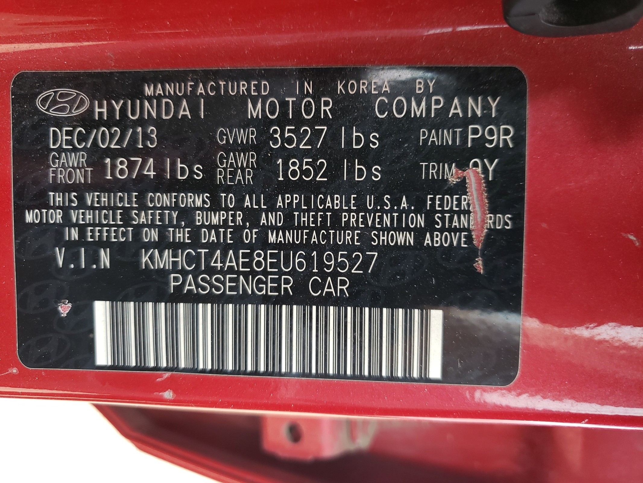 KMHCT4AE8EU619527 2014 Hyundai Accent Gls