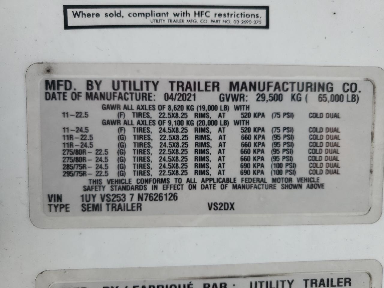 2022 Utility Trailer VIN: 1UYVS2537N7626126 Lot: 61965334