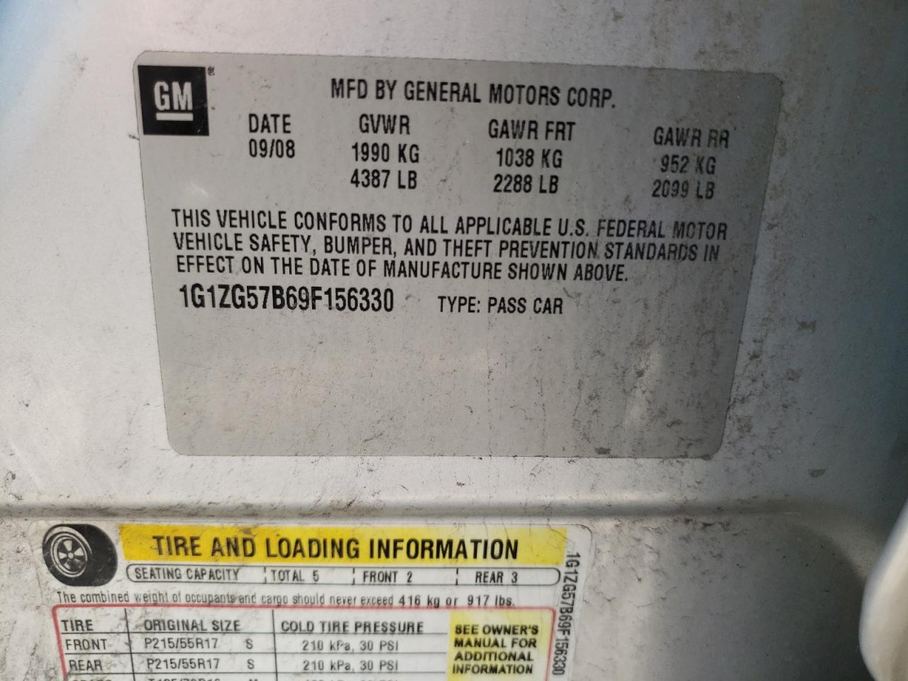 2009 Chevrolet Malibu Ls VIN: 1G1ZG57B69F156330 Lot: 62481964