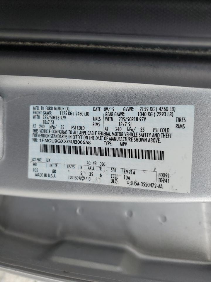 2016 Ford Escape Se VIN: 1FMCU9GXXGUB06558 Lot: 63785384