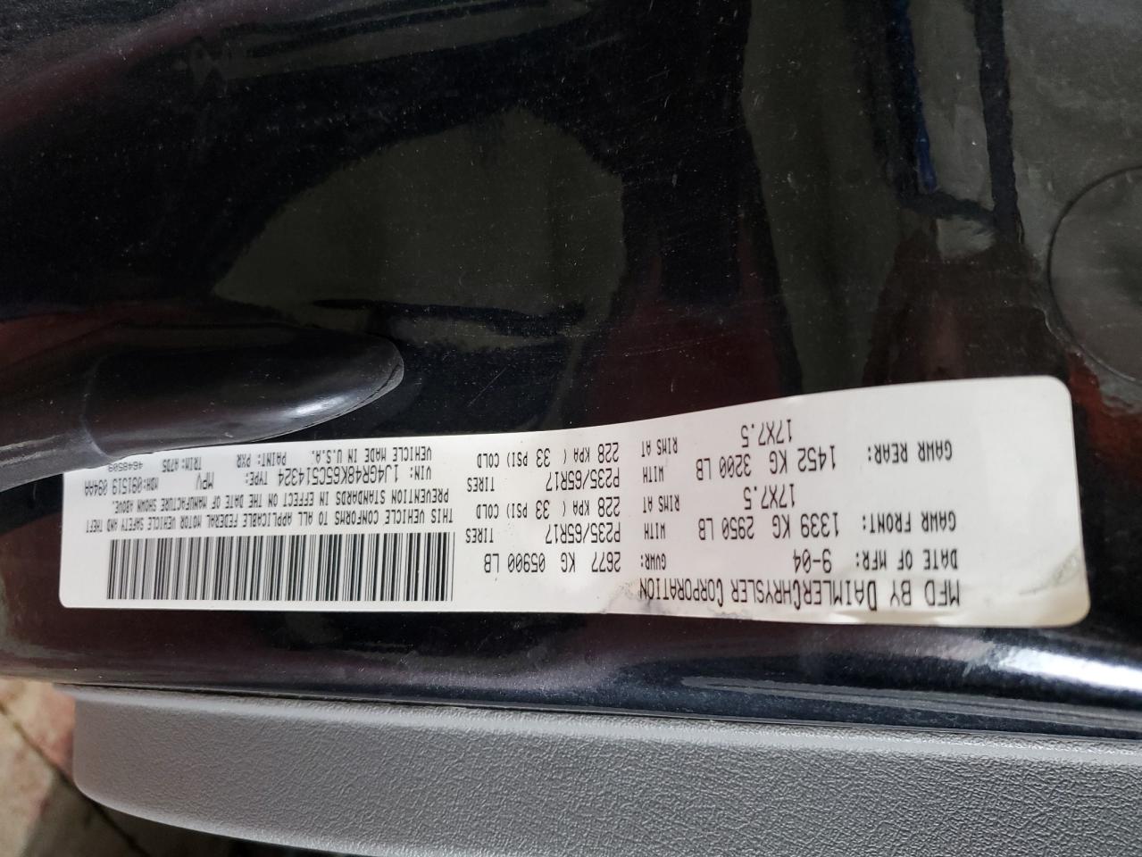 2005 Jeep Grand Cherokee Laredo VIN: 1J4GR48K65C514324 Lot: 62067064