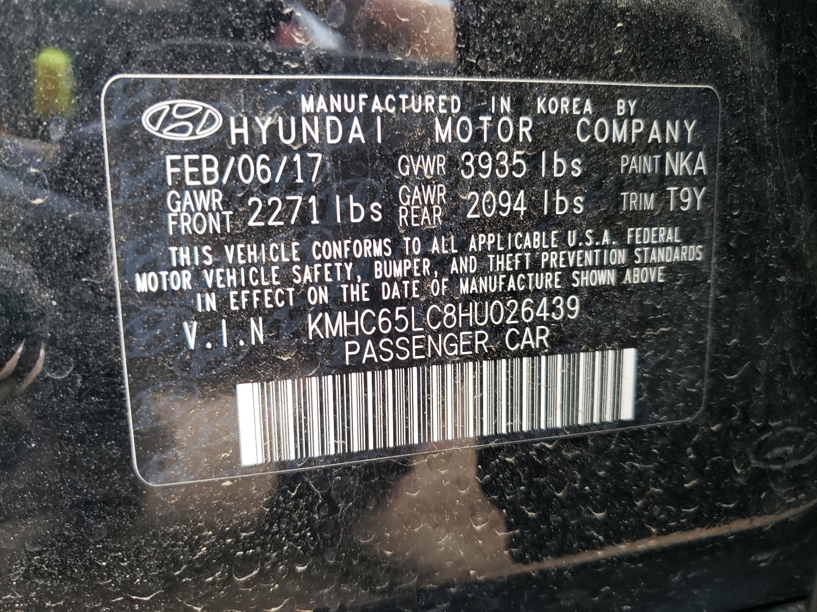 KMHC65LC8HU026439 2017 Hyundai Ioniq Blue