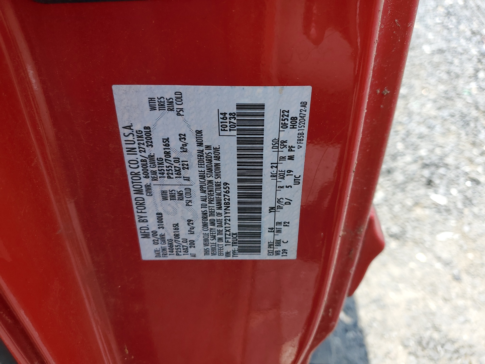 1FTZX1721YNB27659 2000 Ford F150