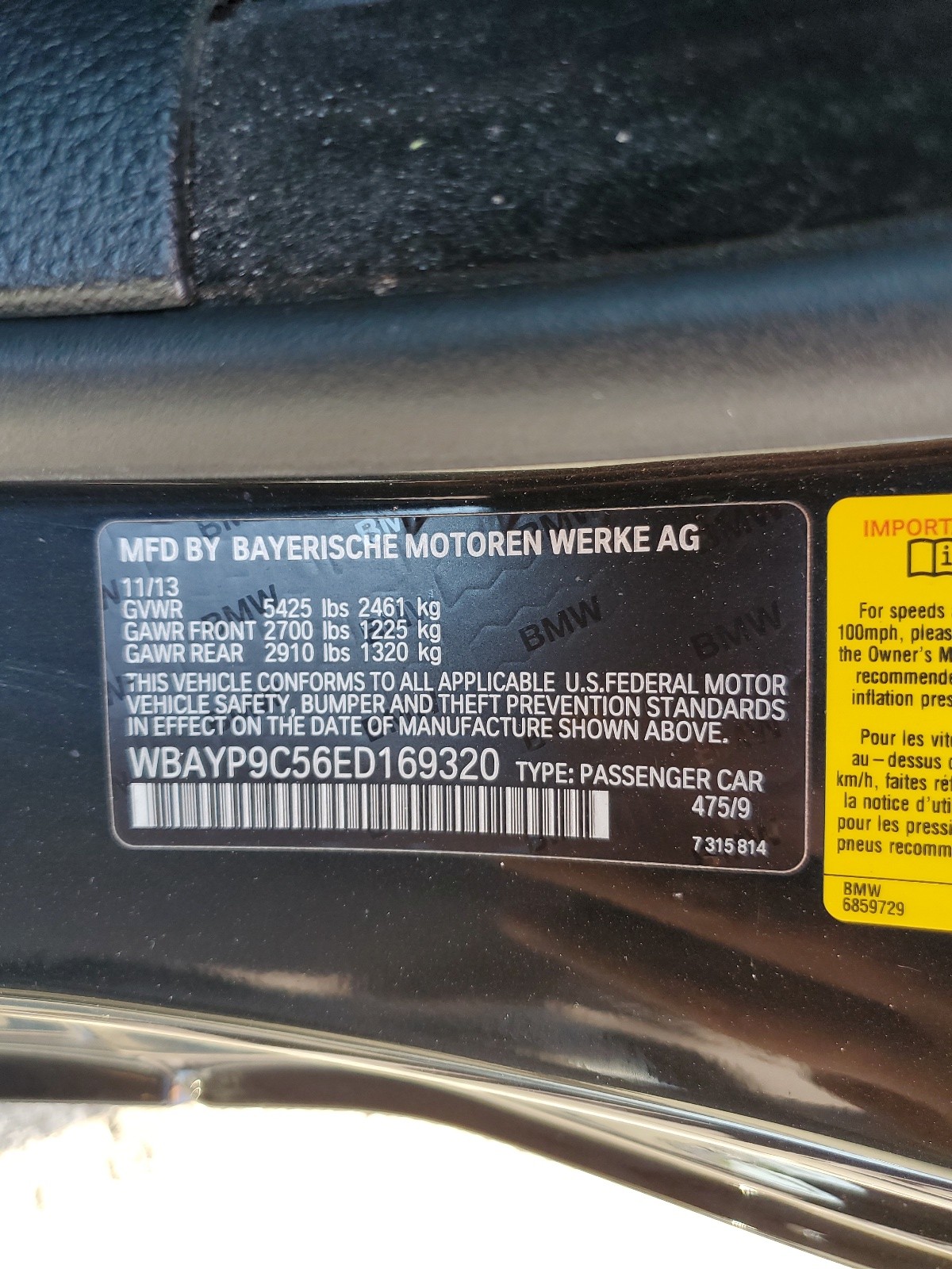 WBAYP9C56ED169320 2014 BMW 650 I