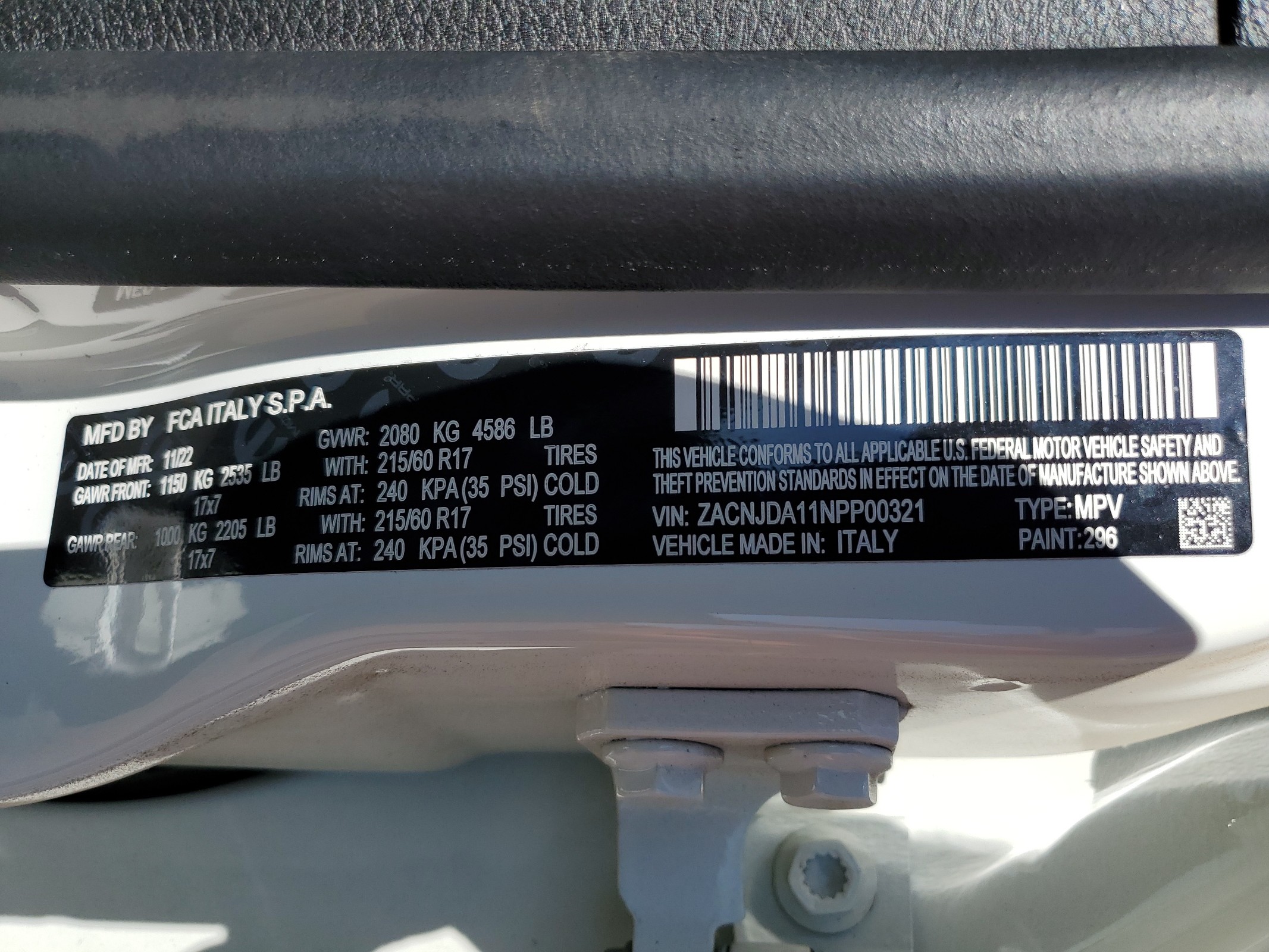 ZACNJDA11NPP00321 2022 Jeep Renegade Sport