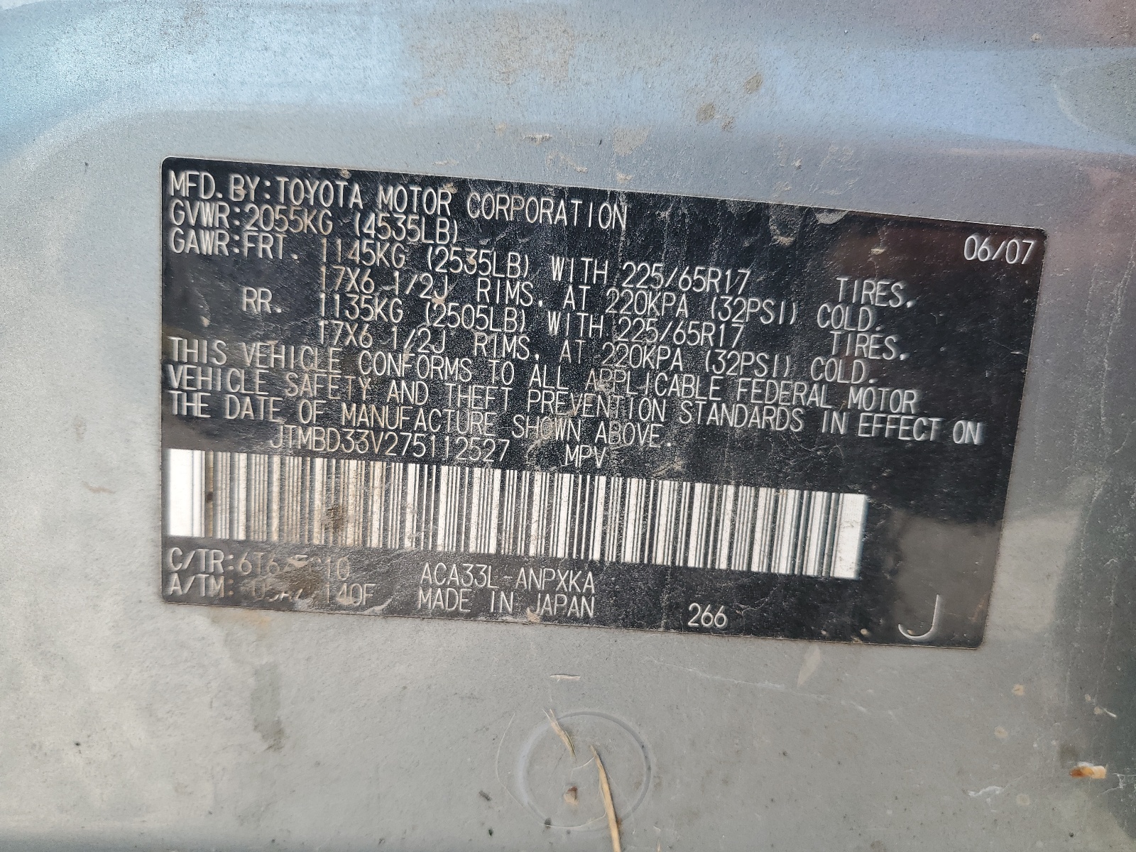 JTMBD33V275112527 2007 Toyota Rav4