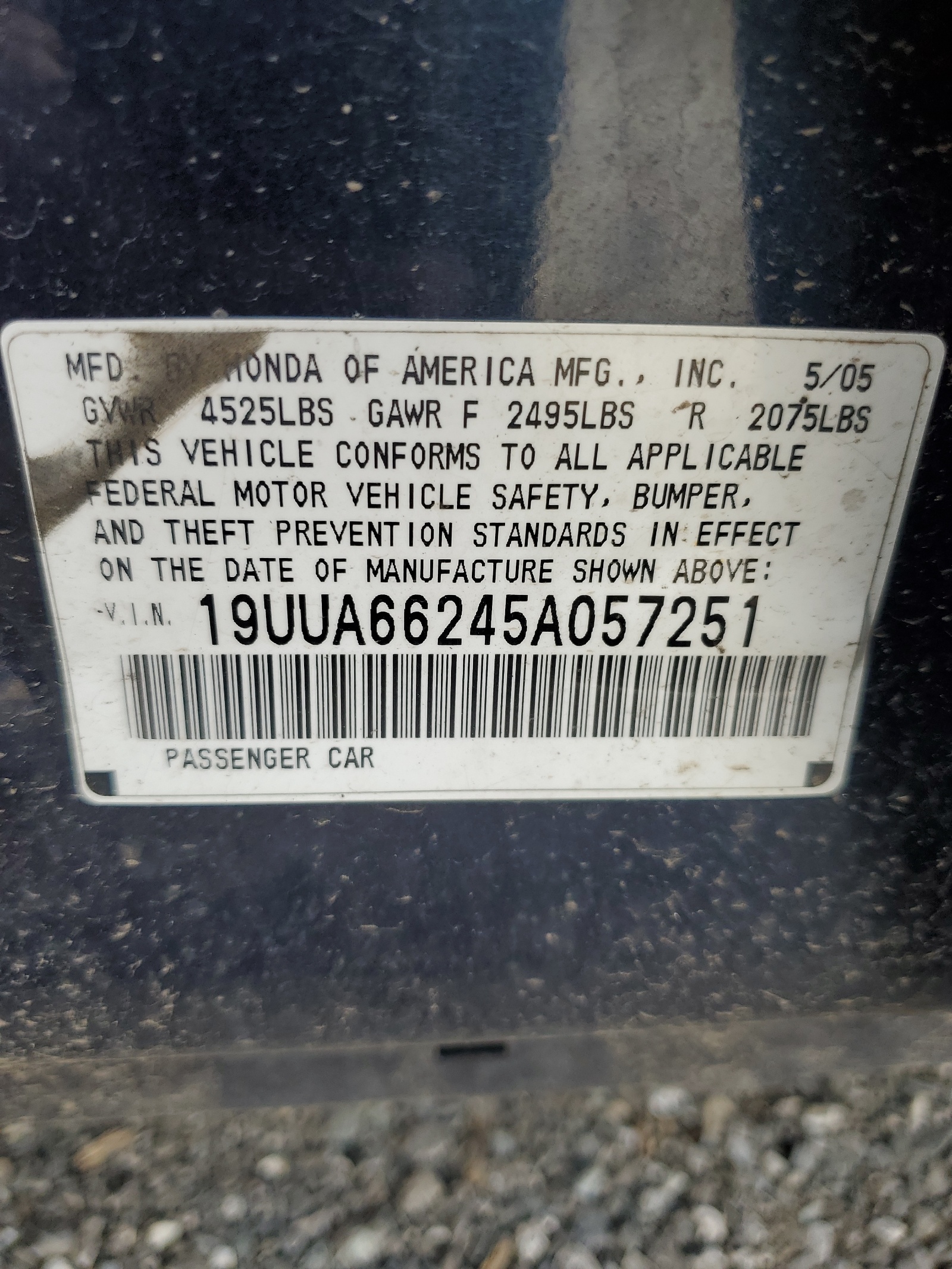 19UUA66245A057251 2005 Acura Tl