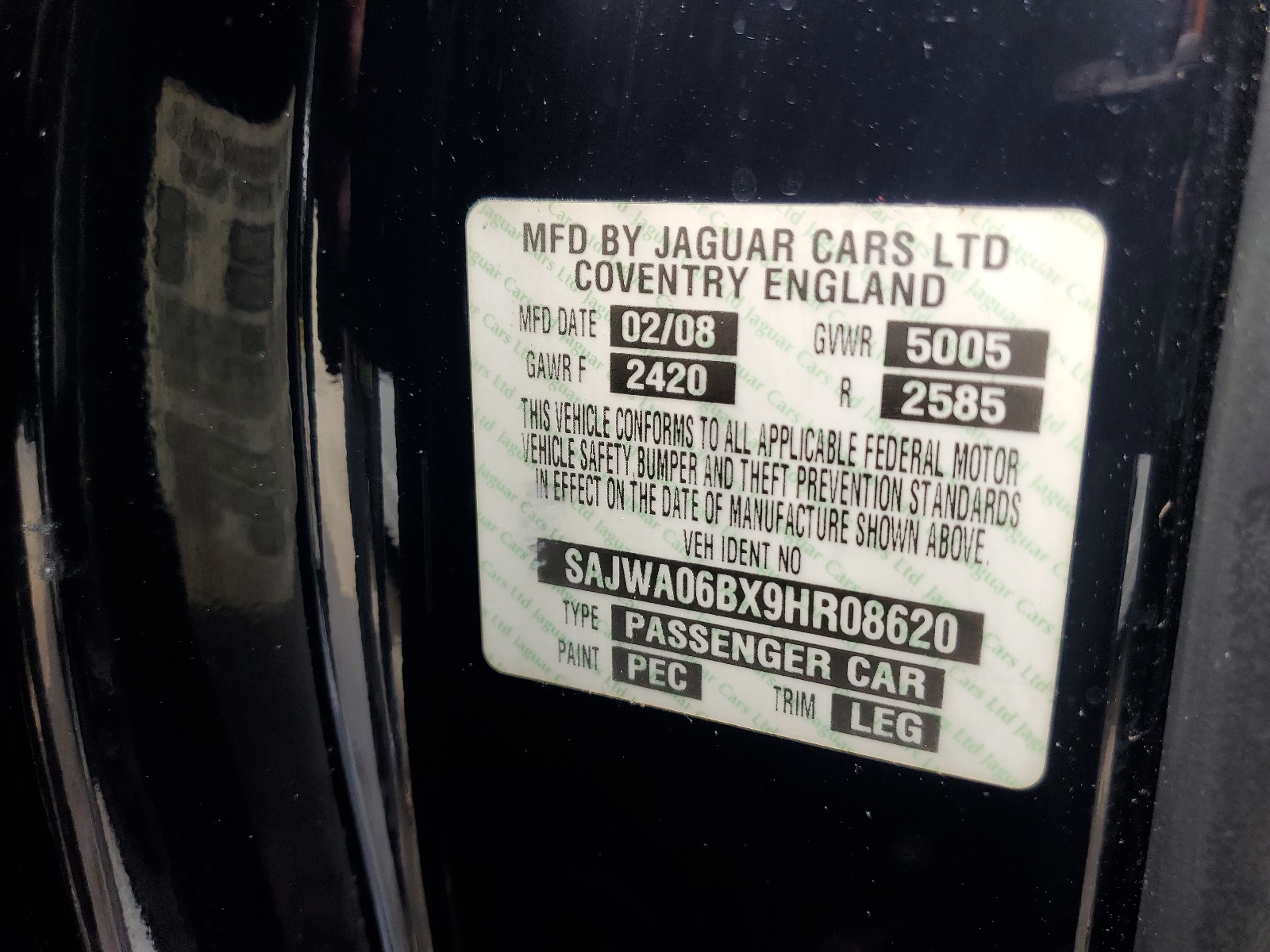 SAJWA06BX9HR08620 2009 Jaguar Xf Premium Luxury