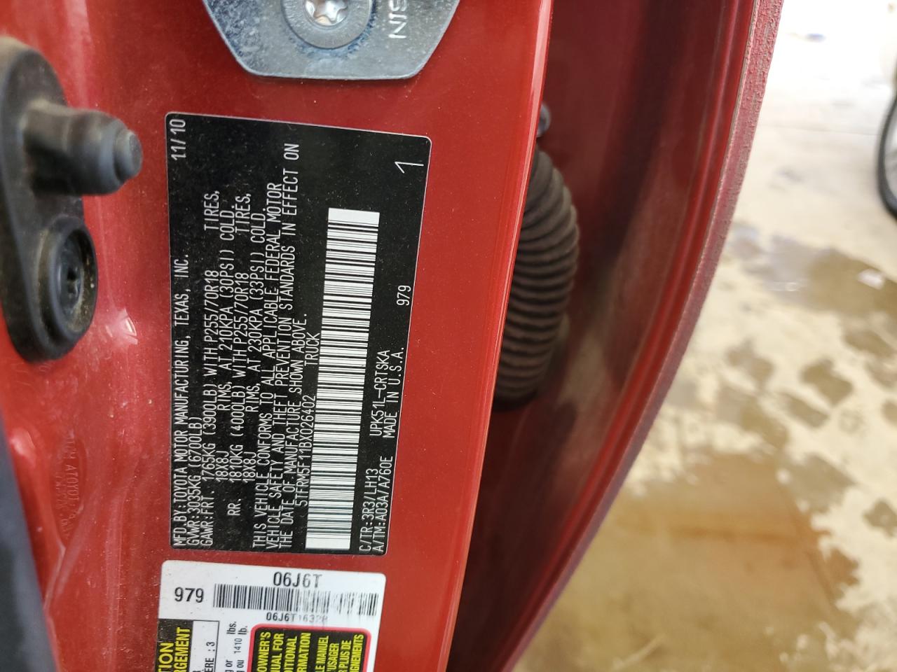 2011 Toyota Tundra Double Cab Sr5 VIN: 5TFRM5F11BX026402 Lot: 93767075