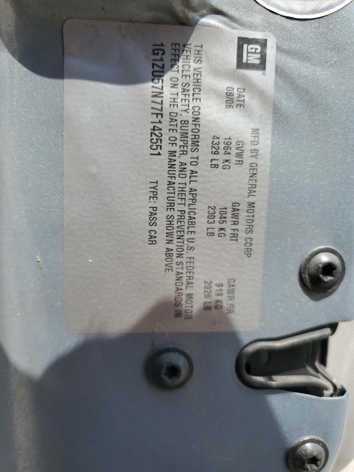 2007 Chevrolet Malibu Ltz VIN: 1G1ZU57N77F142551 Lot: 62915404