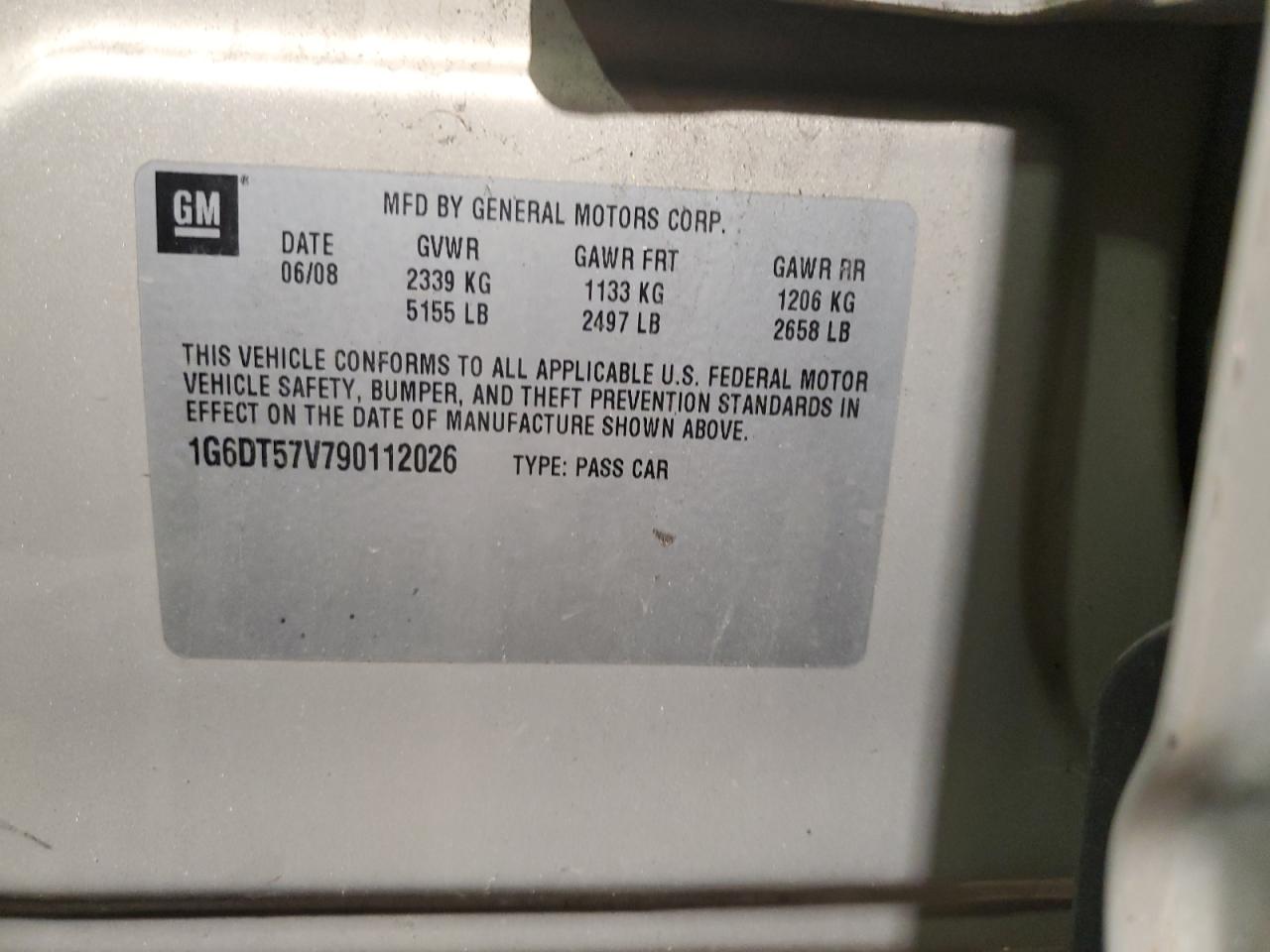 2009 Cadillac Cts Hi Feature V6 VIN: 1G6DT57V790112026 Lot: 63775074