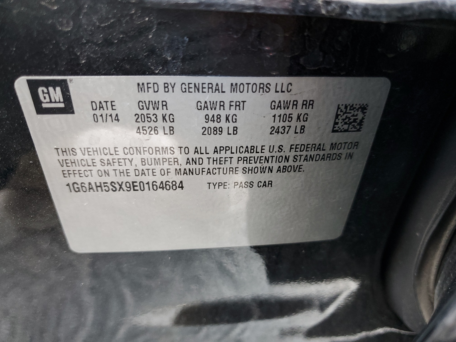 1G6AH5SX9E0164684 2014 Cadillac Ats Luxury