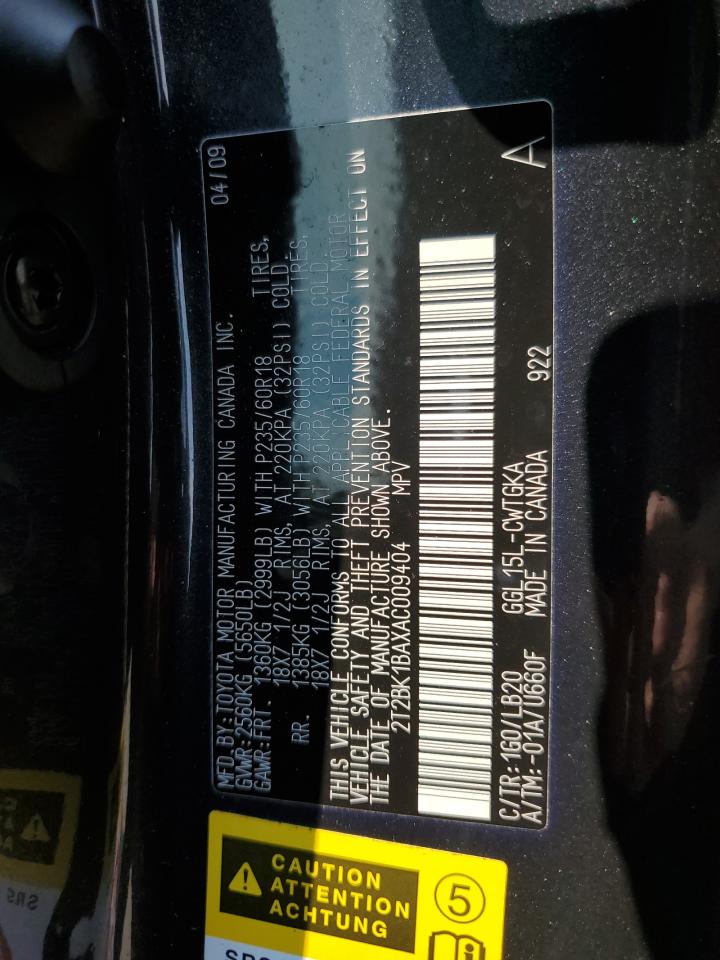 2010 Lexus Rx 350 VIN: 2T2BK1BAXAC009404 Lot: 64462954