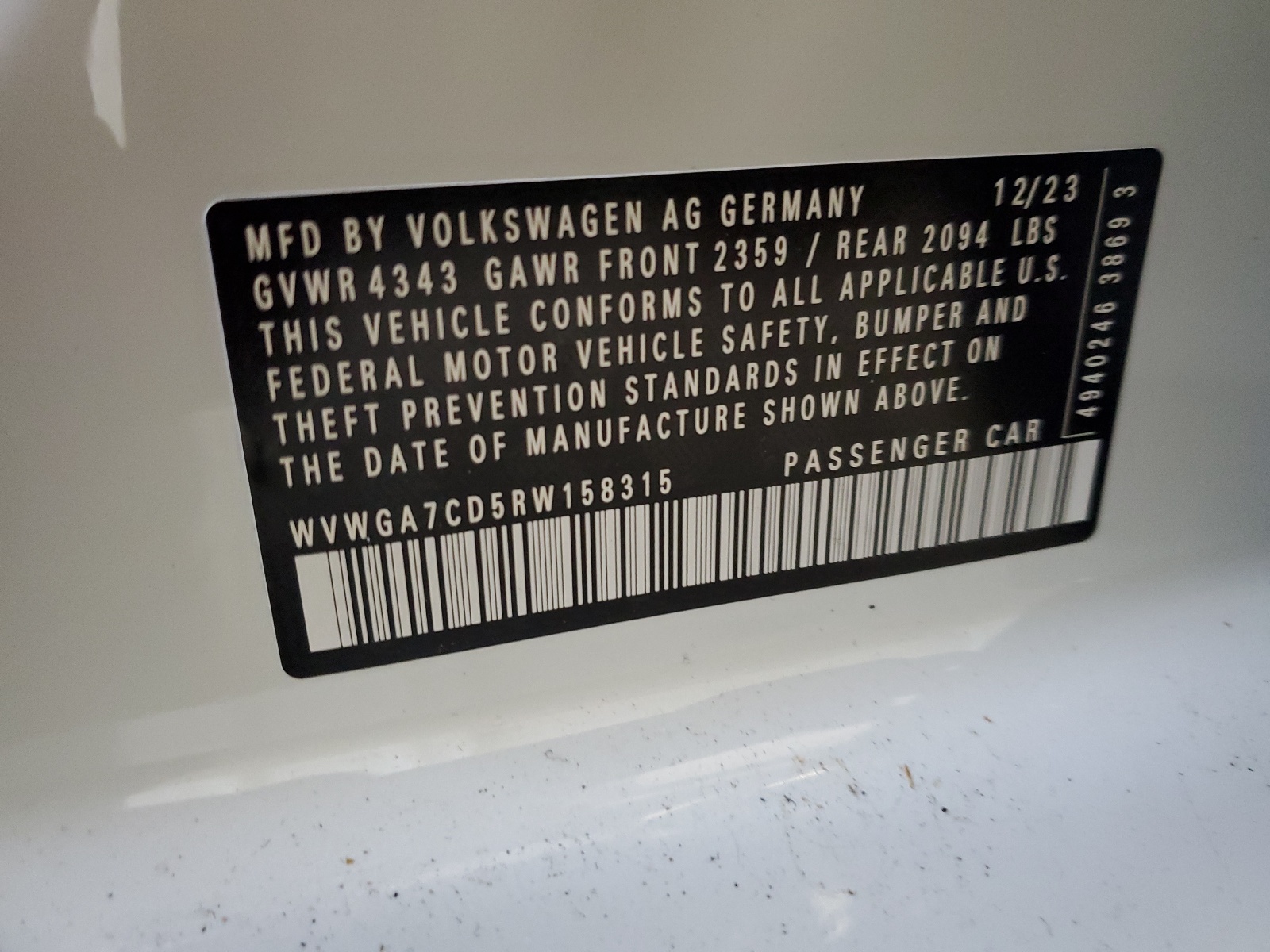 WVWGA7CD5RW158315 2024 Volkswagen Gti S