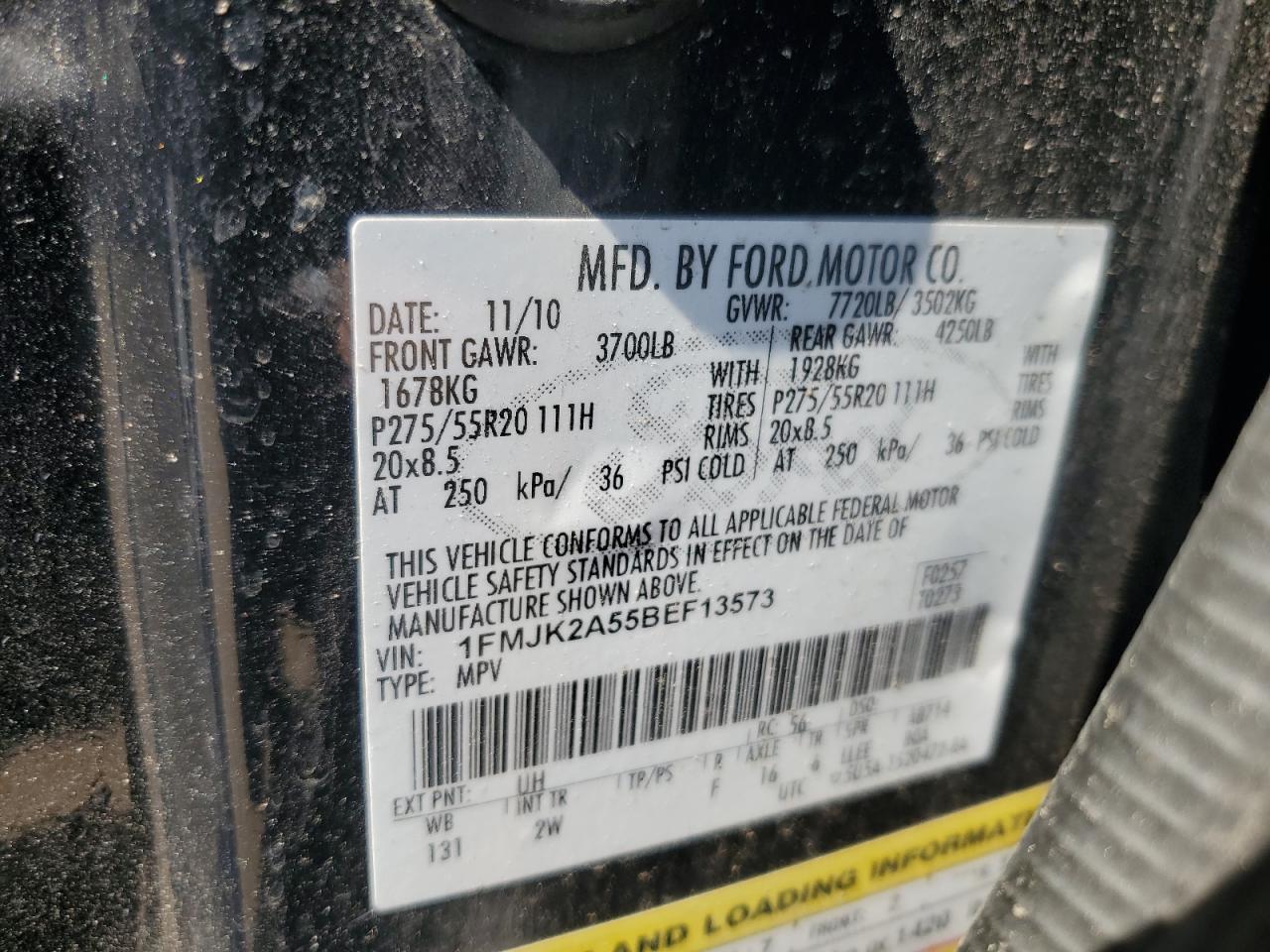 2011 Ford Expedition El Limited VIN: 1FMJK2A55BEF13573 Lot: 63516154