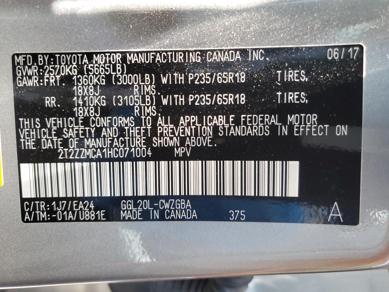 2017 Lexus Rx 350 Base VIN: 2T2ZZMCA1HC071004 Lot: 63446634