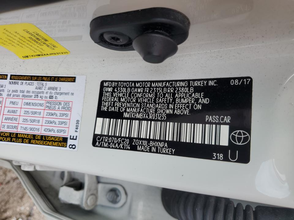 NMTKHMBX4JR031235 2018 Toyota C-Hr Xle