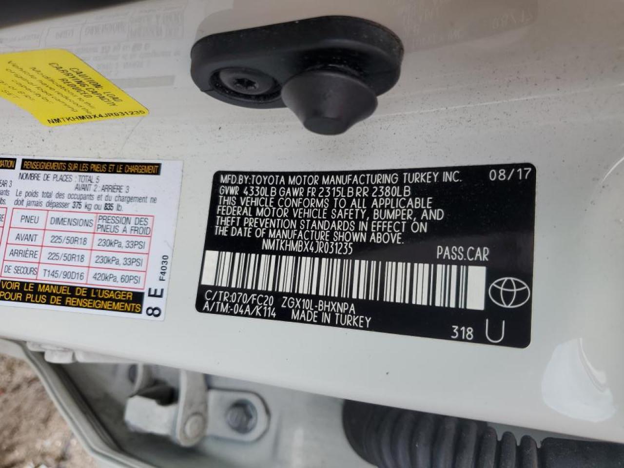 2018 Toyota C-Hr Xle VIN: NMTKHMBX4JR031235 Lot: 64390344