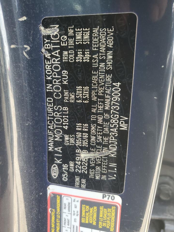 2016 Kia Soul + VIN: KNDJP3A58G7379004 Lot: 65425104