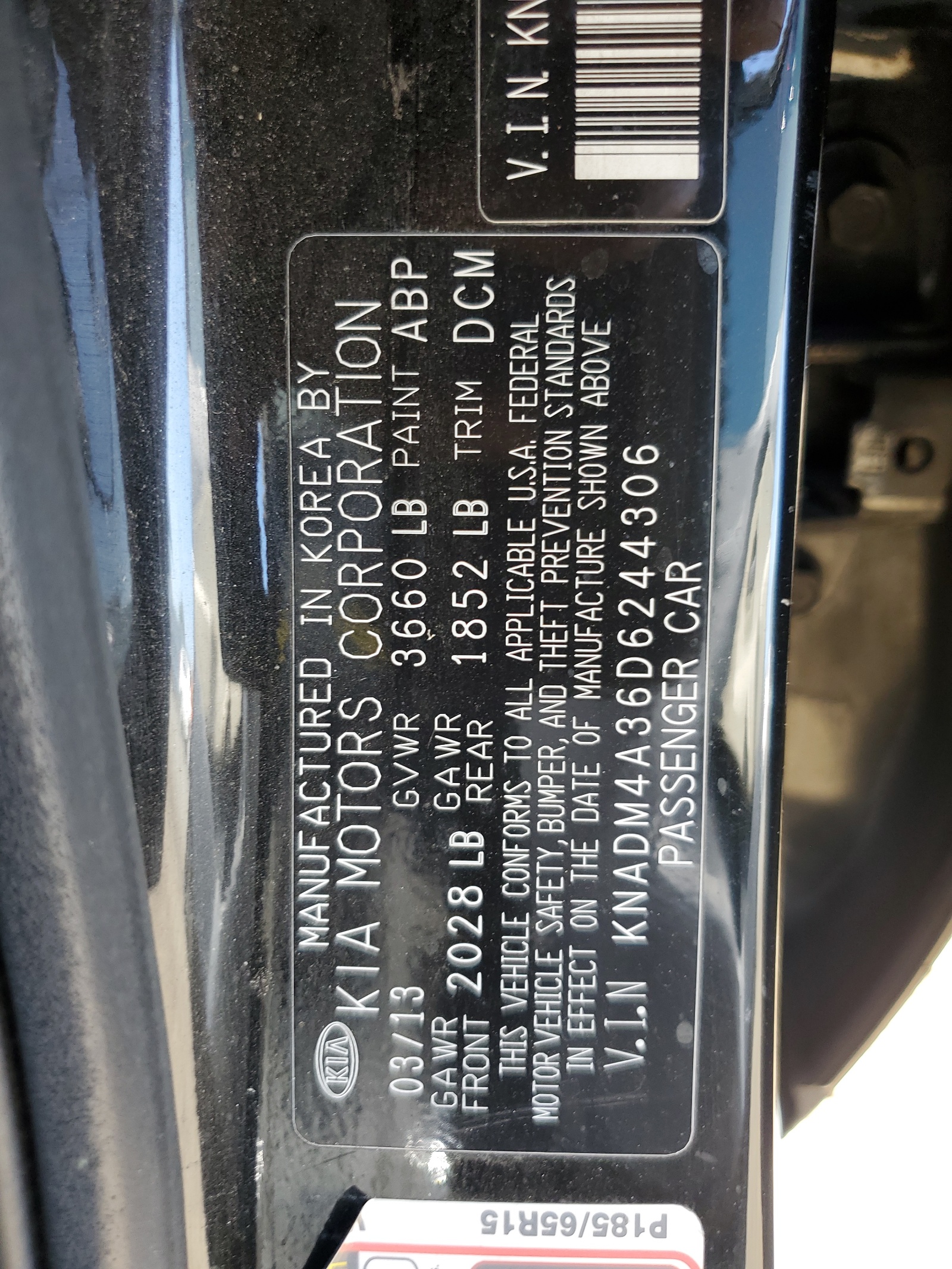 KNADM4A36D6244306 2013 Kia Rio Lx