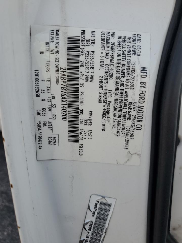 2010 Ford Crown Victoria Police Interceptor VIN: 2FABP7BV6AX140200 Lot: 64337684