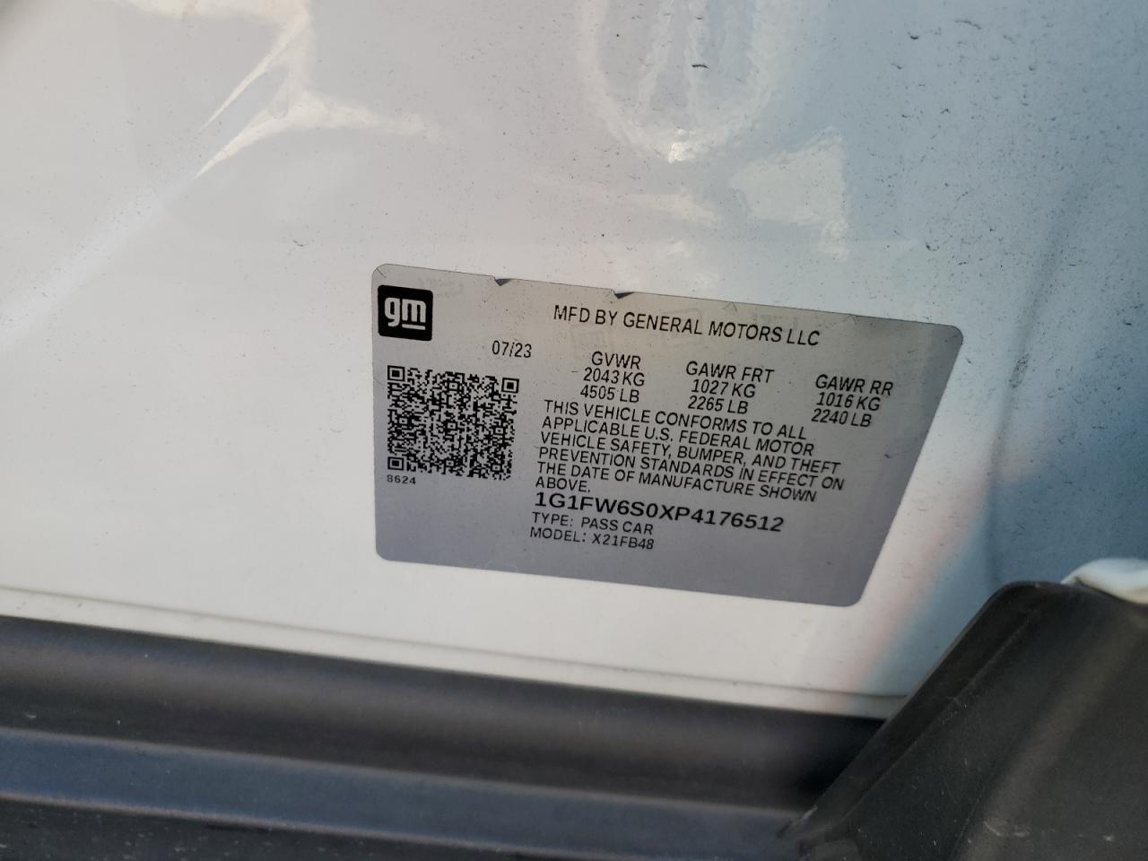 2023 Chevrolet Bolt Ev 1Lt VIN: 1G1FW6S0XP4176512 Lot: 63673564