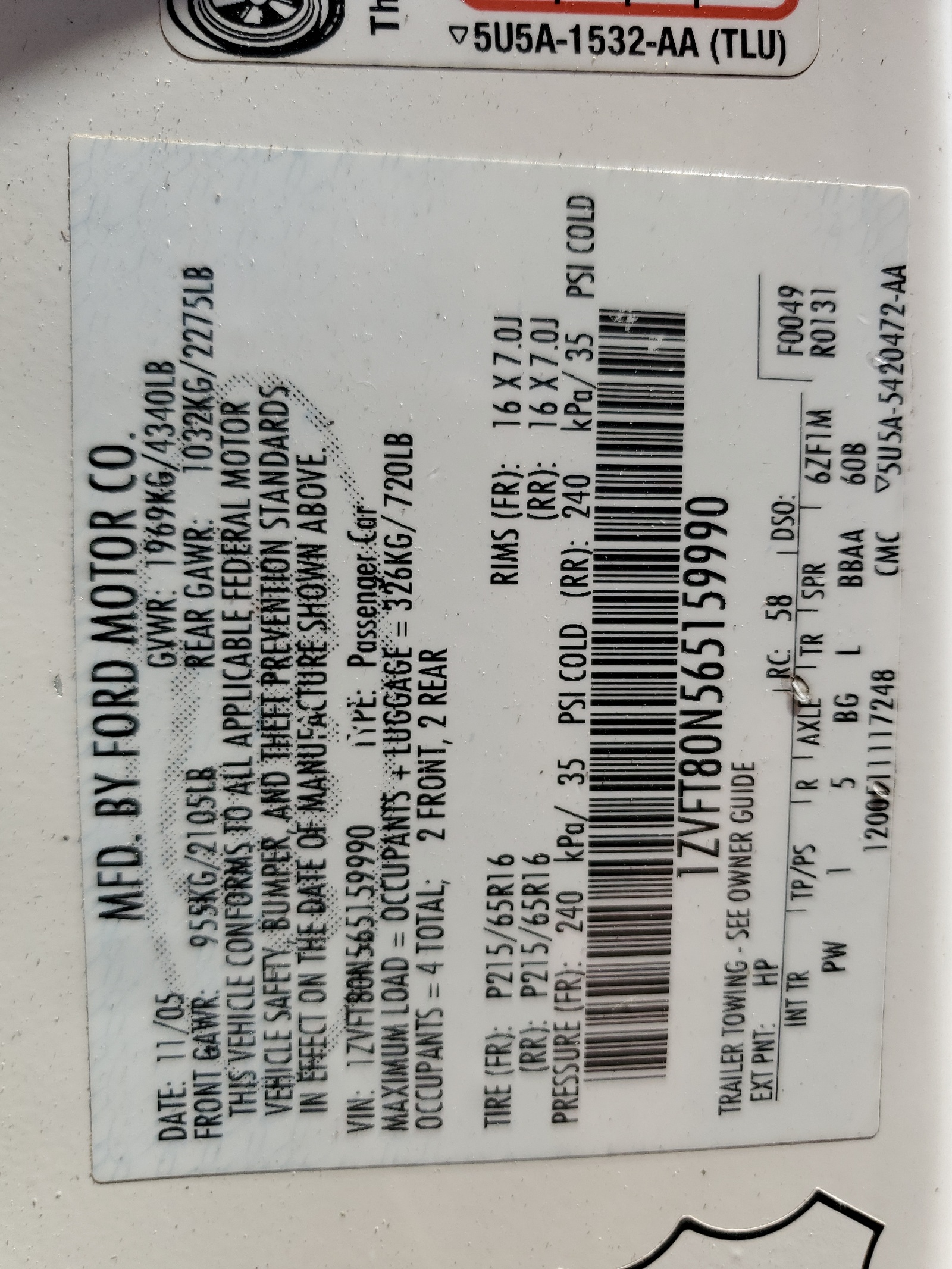 1ZVFT80N565159990 2006 Ford Mustang