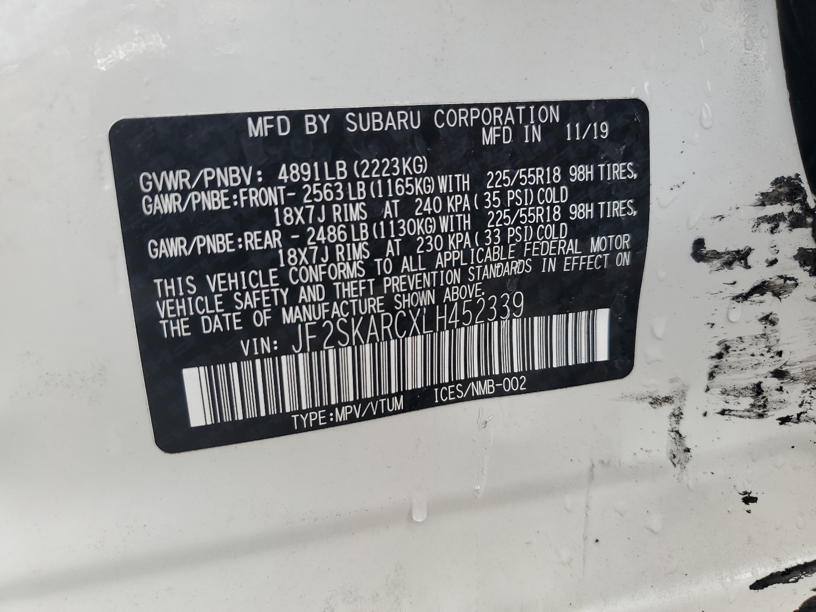 JF2SKARCXLH452339 2020 Subaru Forester Sport