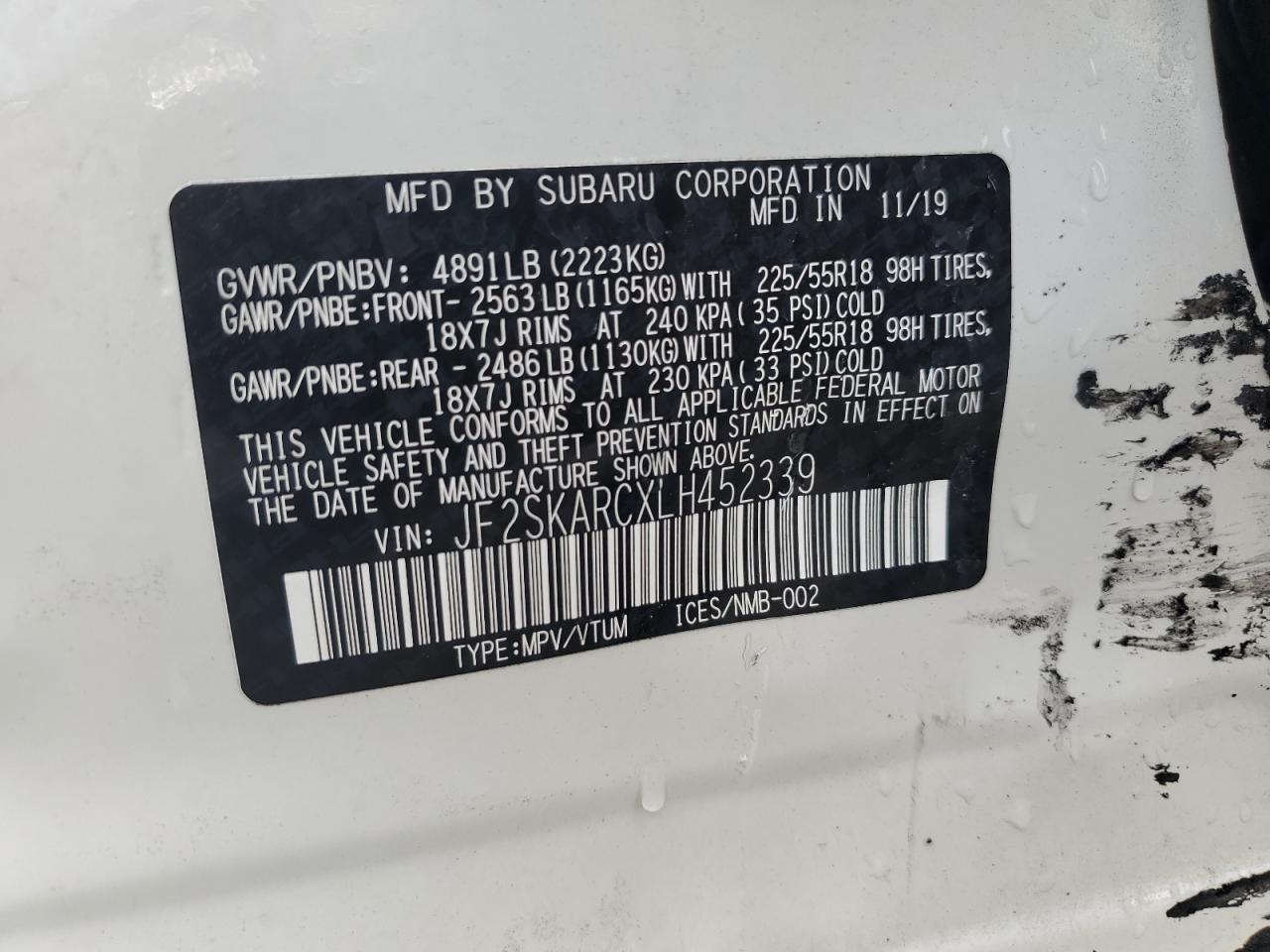 2020 Subaru Forester Sport VIN: JF2SKARCXLH452339 Lot: 64450414