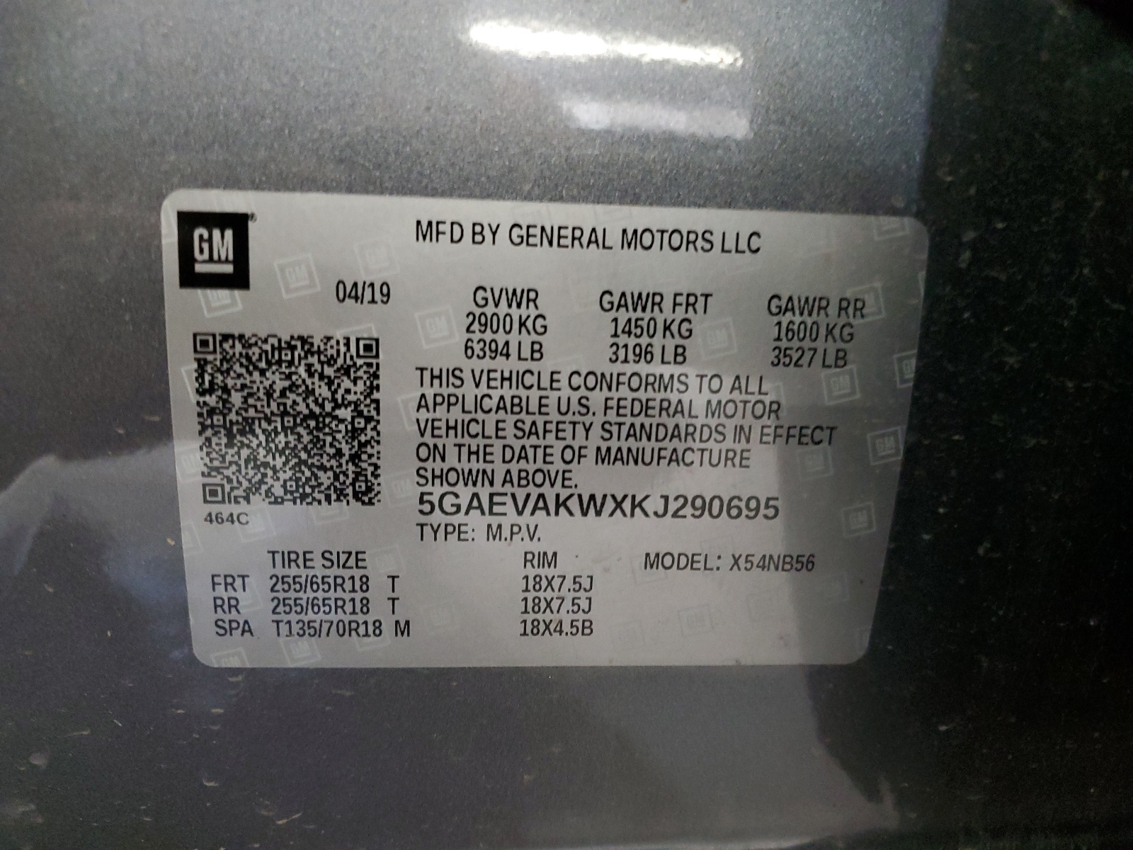 5GAEVAKWXKJ290695 2019 Buick Enclave Essence