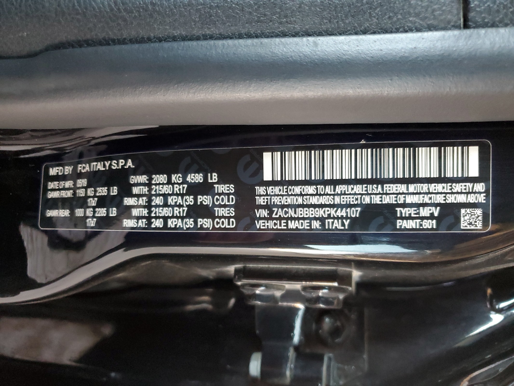 ZACNJBBB9KPK44107 2019 Jeep Renegade Latitude