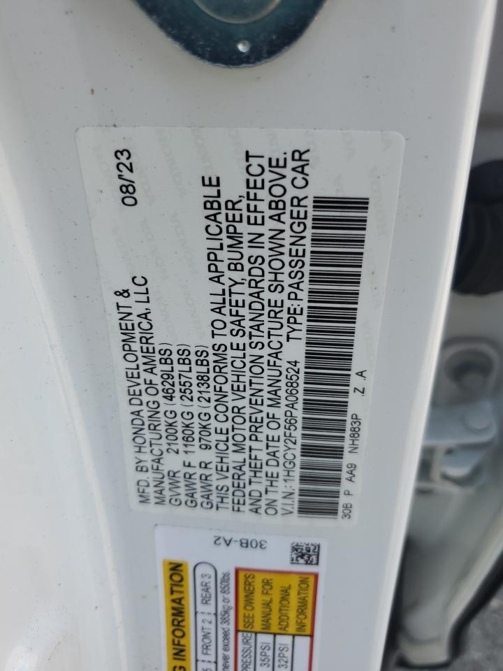 1HGCY2F56PA068524 2023 Honda Accord Hybrid Sport