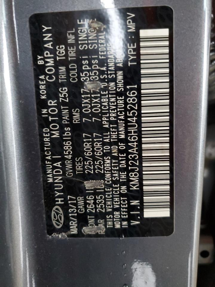 2017 Hyundai Tucson Se VIN: KM8J23A46HU452861 Lot: 64856514