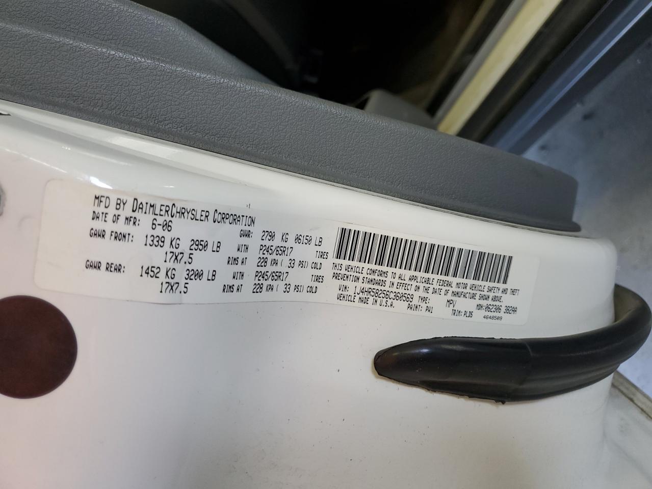 2006 Jeep Grand Cherokee Limited VIN: 1J4HR58256C360569 Lot: 65669424