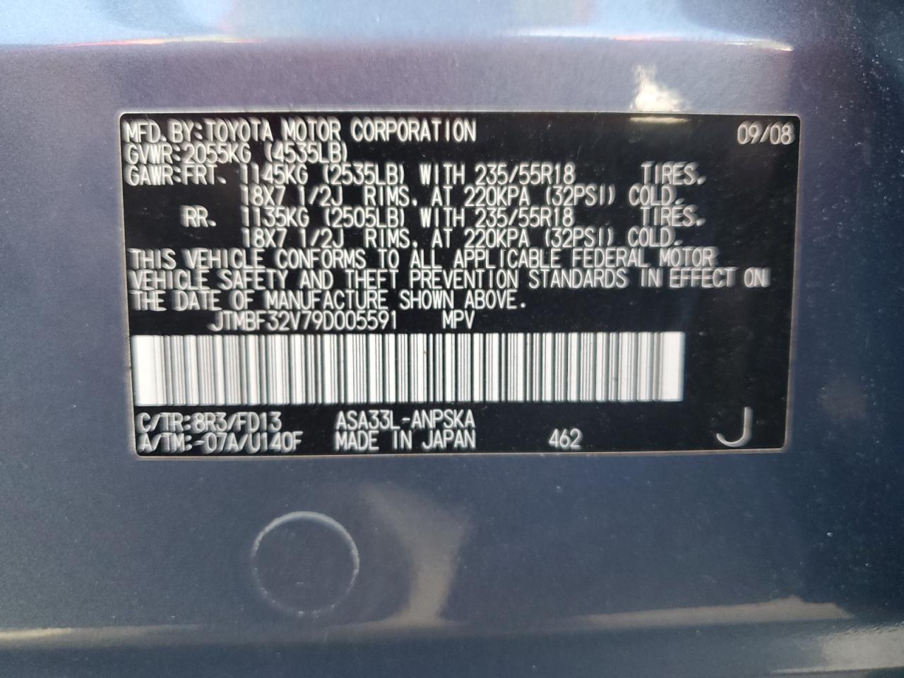 2009 Toyota Rav4 Sport VIN: JTMBF32V79D005591 Lot: 61731154