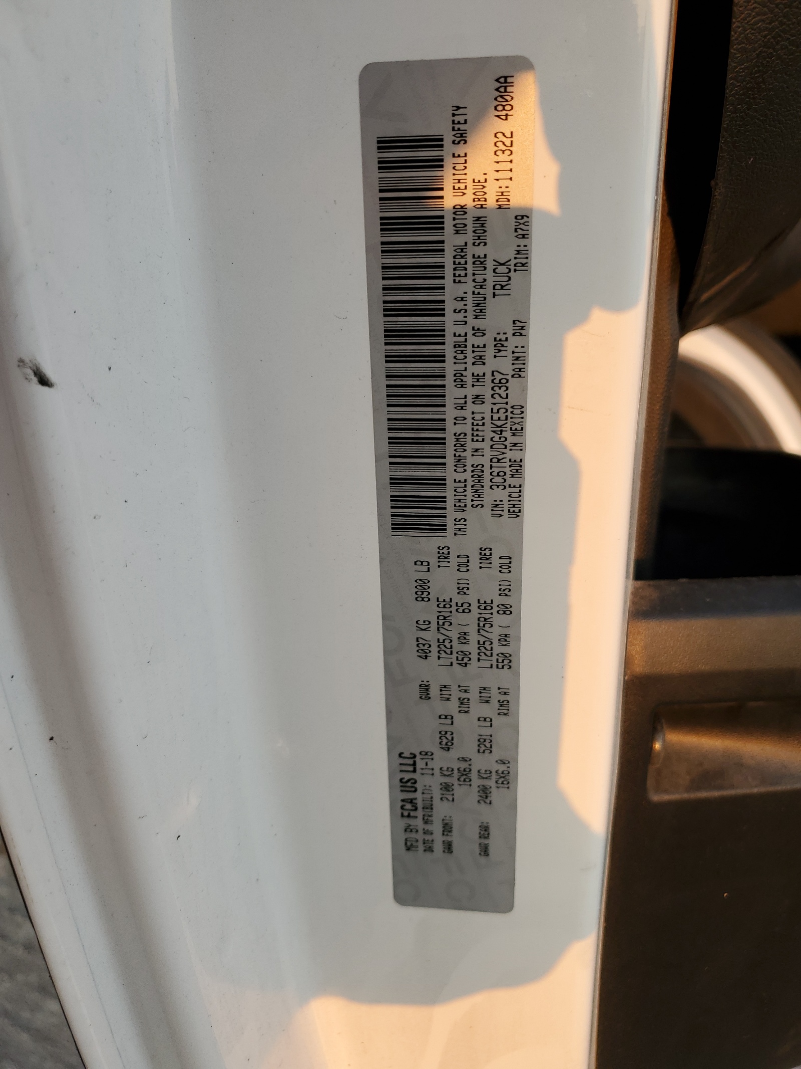 3C6TRVDG4KE512367 2019 Ram Promaster 2500 2500 High