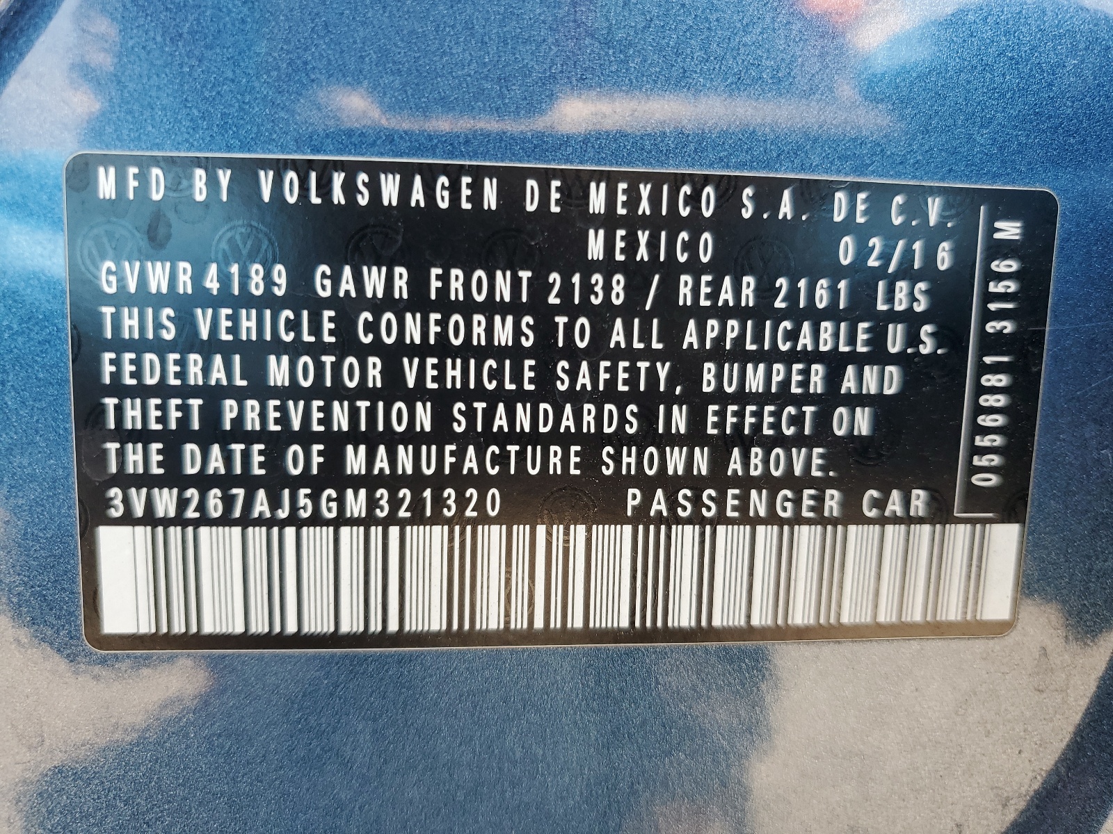 3VW267AJ5GM321320 2016 Volkswagen Jetta S